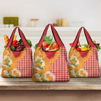 Prince Kuhio Aloha Hawaii Grocery Bag Plumeria Ilima Lei Palaka Motifs LT14 3-pack One Size Red - Polynesian Pride