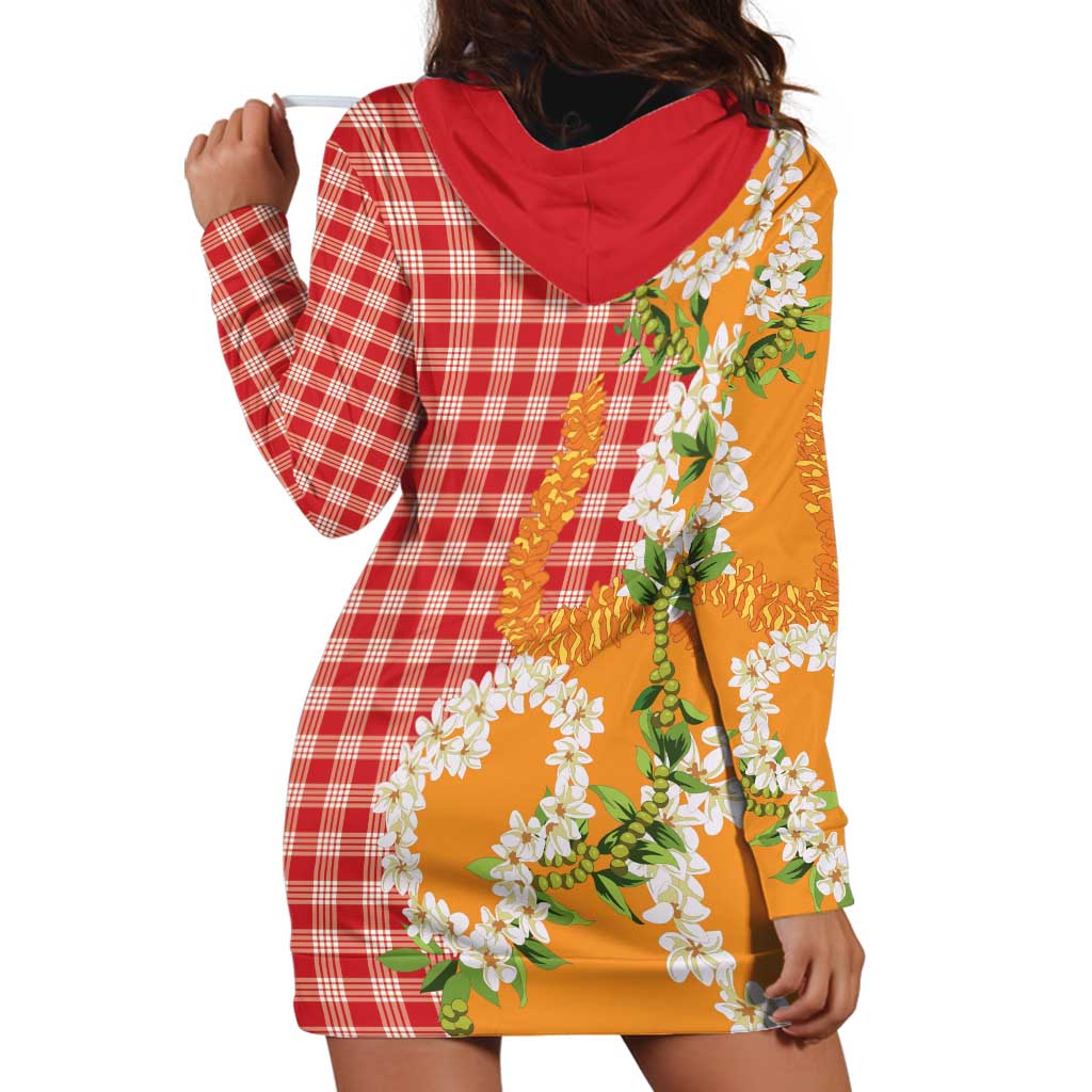 Prince Kuhio Aloha Hawaii Hoodie Dress Plumeria Ilima Lei Palaka Motifs