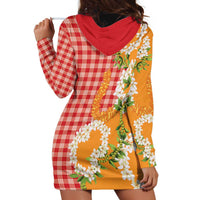 Prince Kuhio Aloha Hawaii Hoodie Dress Plumeria Ilima Lei Palaka Motifs