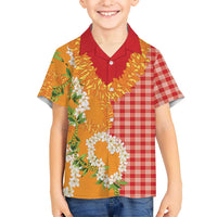 Prince Kuhio Aloha Hawaii Kid Hawaiian Shirt Plumeria Ilima Lei Palaka Motifs LT14 Kid Red - Polynesian Pride