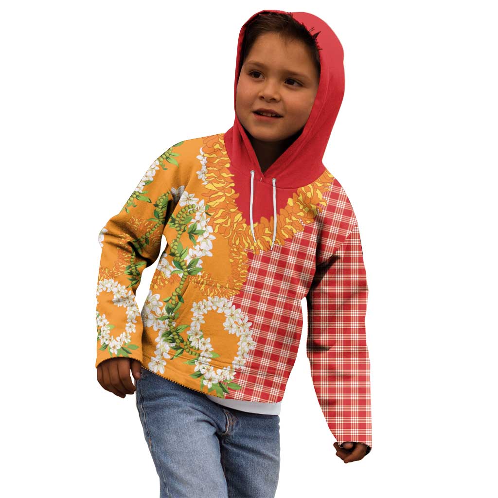 Prince Kuhio Aloha Hawaii Kid Hoodie Plumeria Ilima Lei Palaka Motifs LT14 - Polynesian Pride