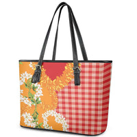 Prince Kuhio Aloha Hawaii Leather Tote Bag Plumeria Ilima Lei Palaka Motifs LT14 - Polynesian Pride