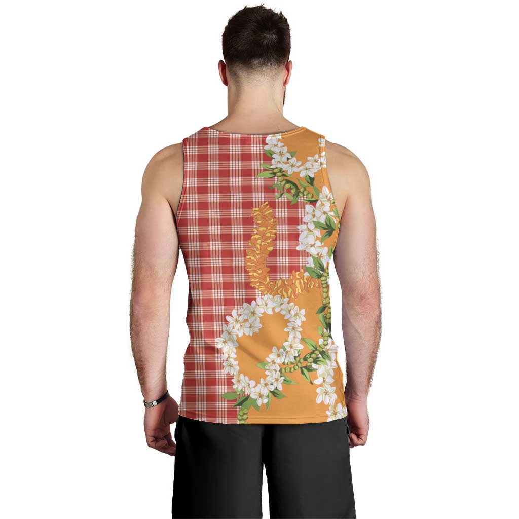 Prince Kuhio Aloha Hawaii Men Tank Top Plumeria Ilima Lei Palaka Motifs LT14 - Polynesian Pride