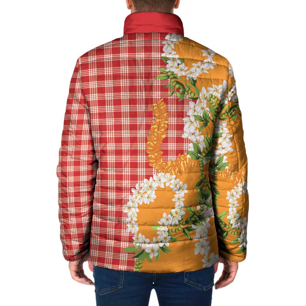 Prince Kuhio Aloha Hawaii Padded Jacket Plumeria Ilima Lei Palaka Motifs