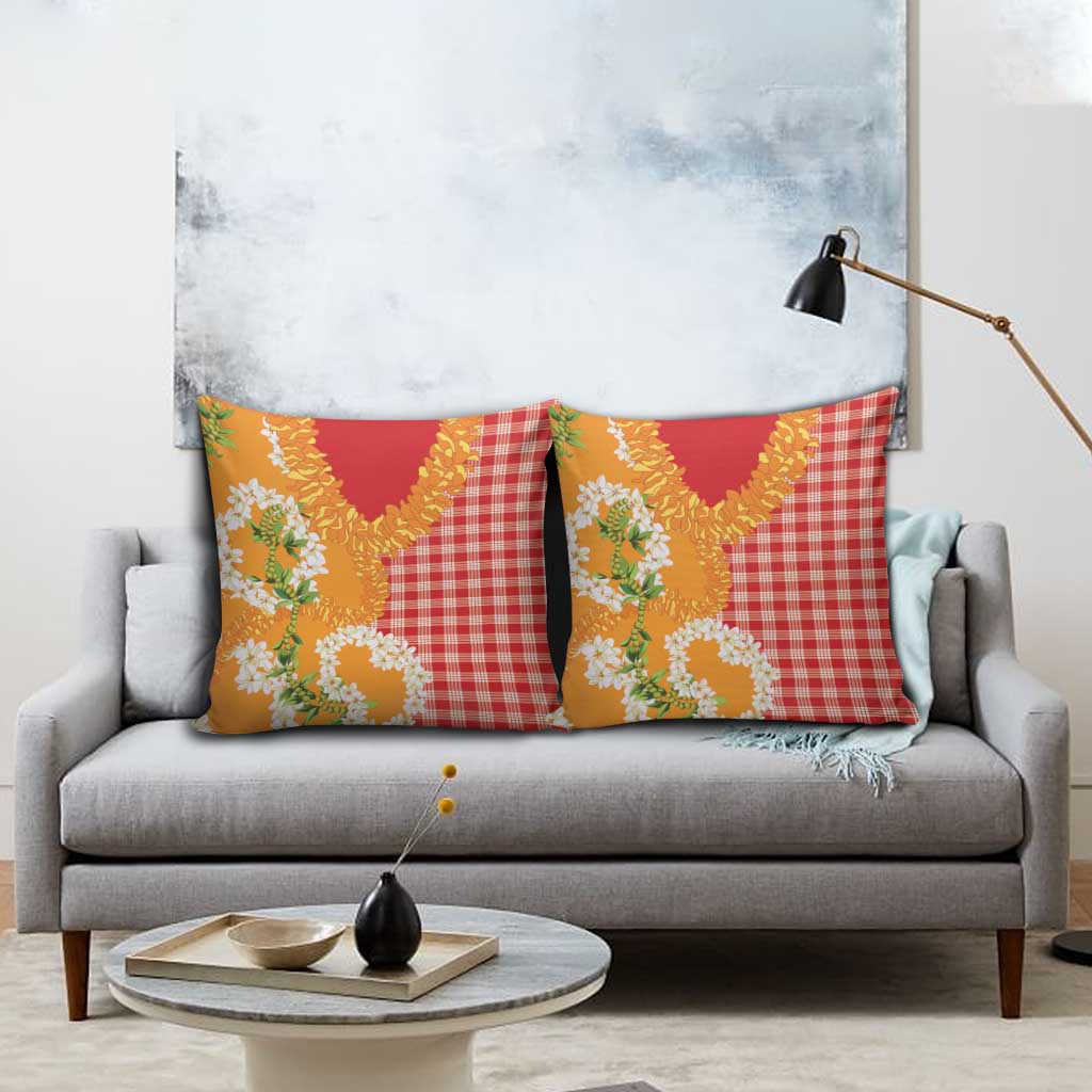 Prince Kuhio Aloha Hawaii Pillow Cover Plumeria Ilima Lei Palaka Motifs