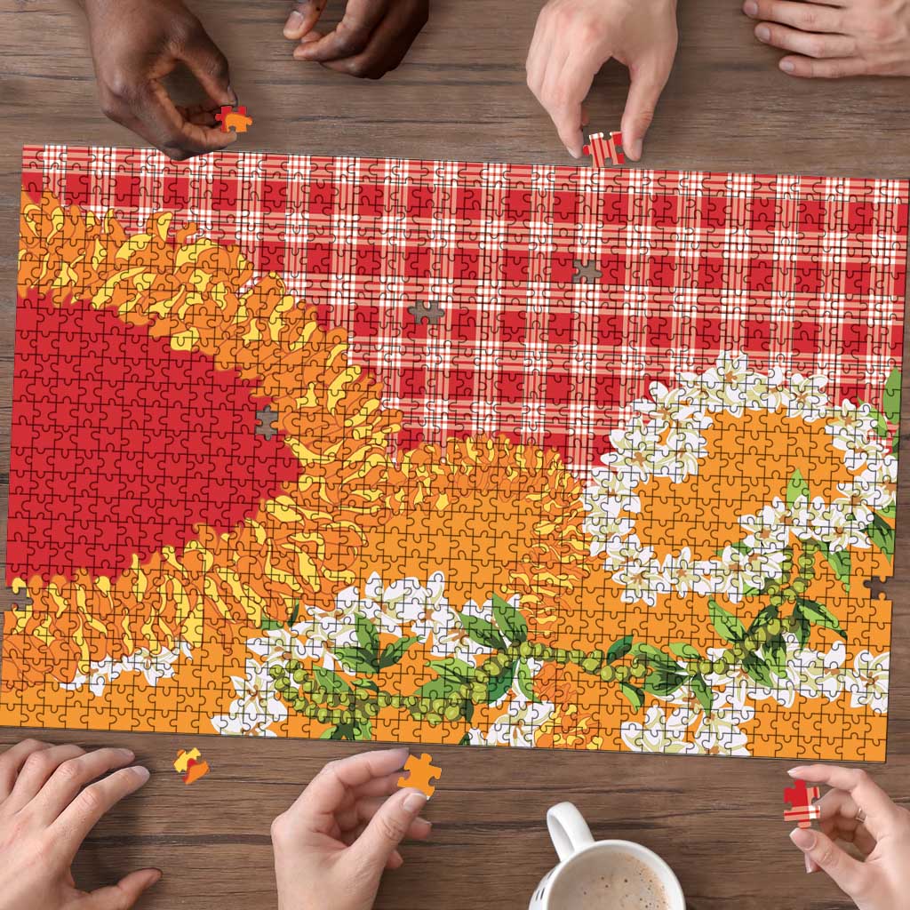 Prince Kuhio Aloha Hawaii Puzzle Plumeria Ilima Lei Palaka Motifs