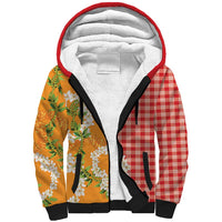 Prince Kuhio Aloha Hawaii Sherpa Hoodie Plumeria Ilima Lei Palaka Motifs LT14 Unisex Red - Polynesian Pride