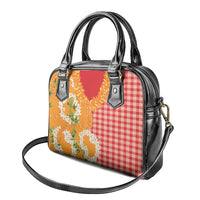 Prince Kuhio Aloha Hawaii Shoulder Handbag Plumeria Ilima Lei Palaka Motifs