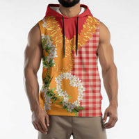 Prince Kuhio Aloha Hawaii Sleeveless Hoodie Plumeria Ilima Lei Palaka Motifs LT14 - Polynesian Pride