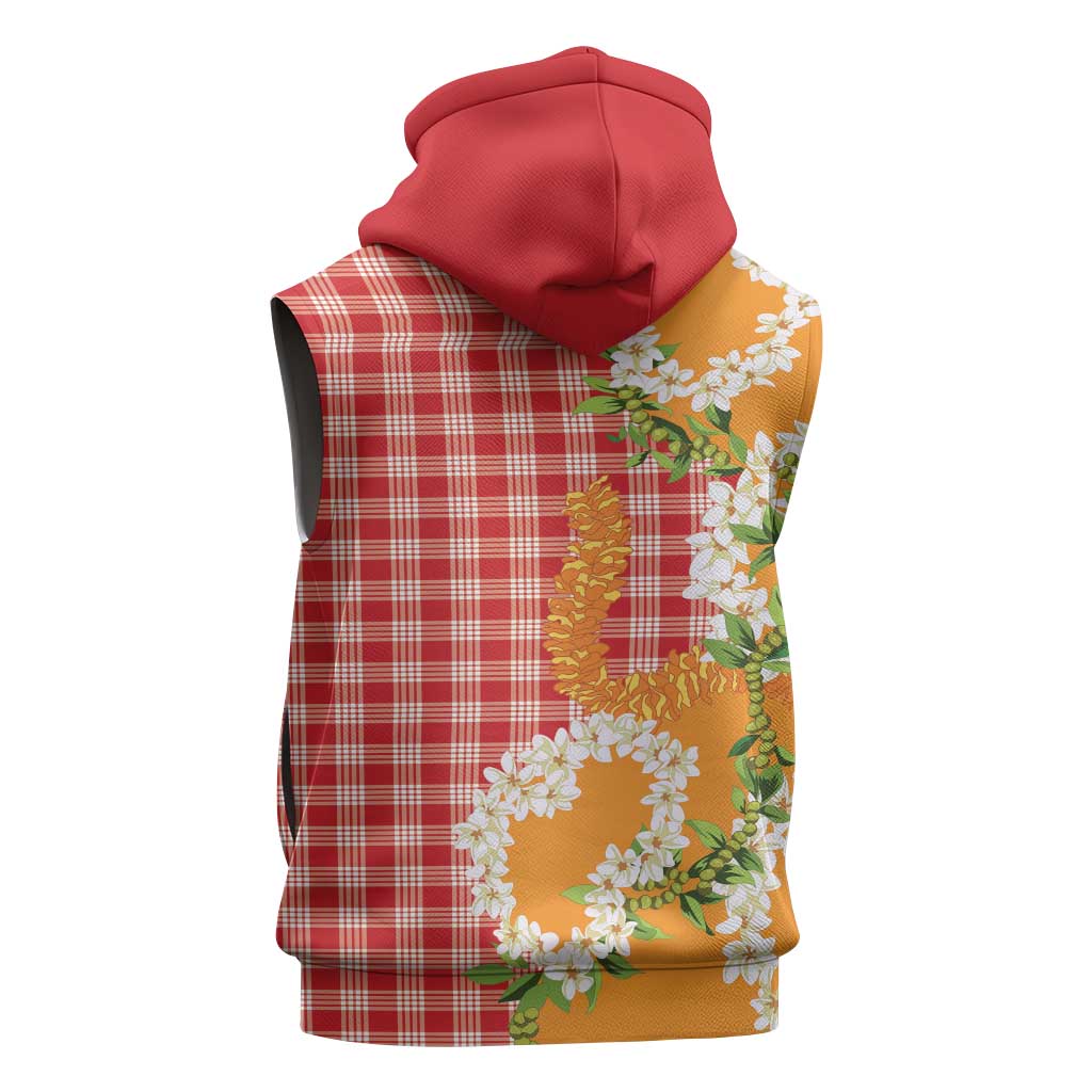 Prince Kuhio Aloha Hawaii Sleeveless Zip Hoodie Plumeria Ilima Lei Palaka Motifs LT14 - Polynesian Pride