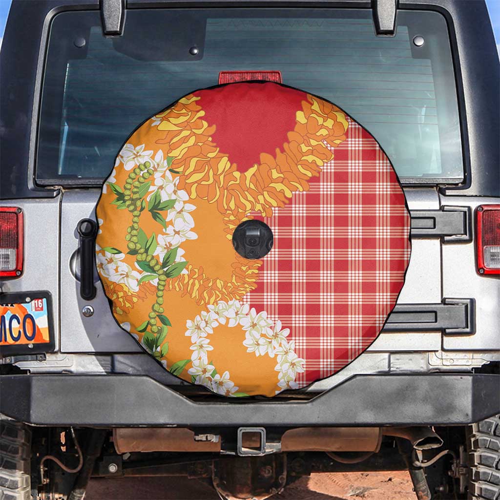 Prince Kuhio Aloha Hawaii Spare Tire Cover Plumeria Ilima Lei Palaka Motifs LT14 Red - Polynesian Pride