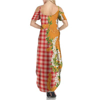 Prince Kuhio Aloha Hawaii Summer Maxi Dress Plumeria Ilima Lei Palaka Motifs LT14 - Polynesian Pride