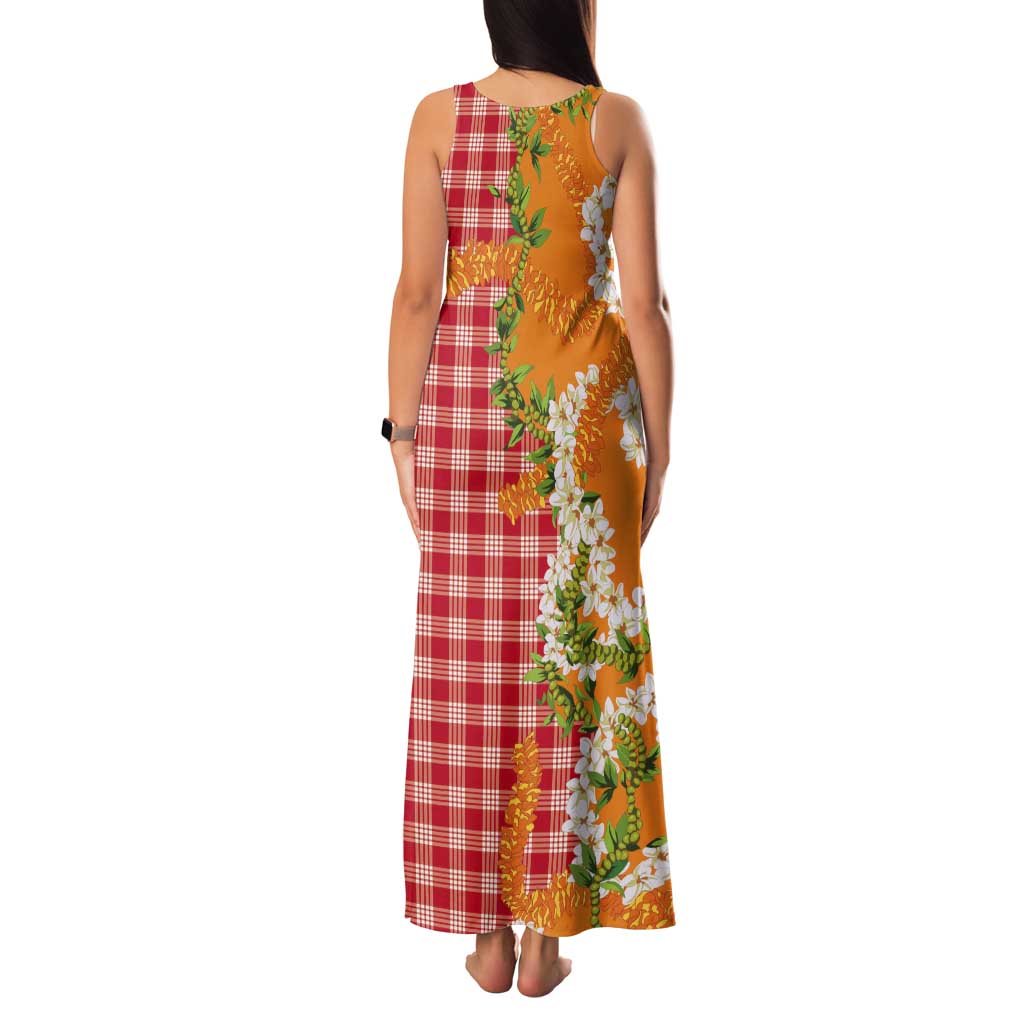 Prince Kuhio Aloha Hawaii Tank Maxi Dress Plumeria Ilima Lei Palaka Motifs LT14 - Polynesian Pride