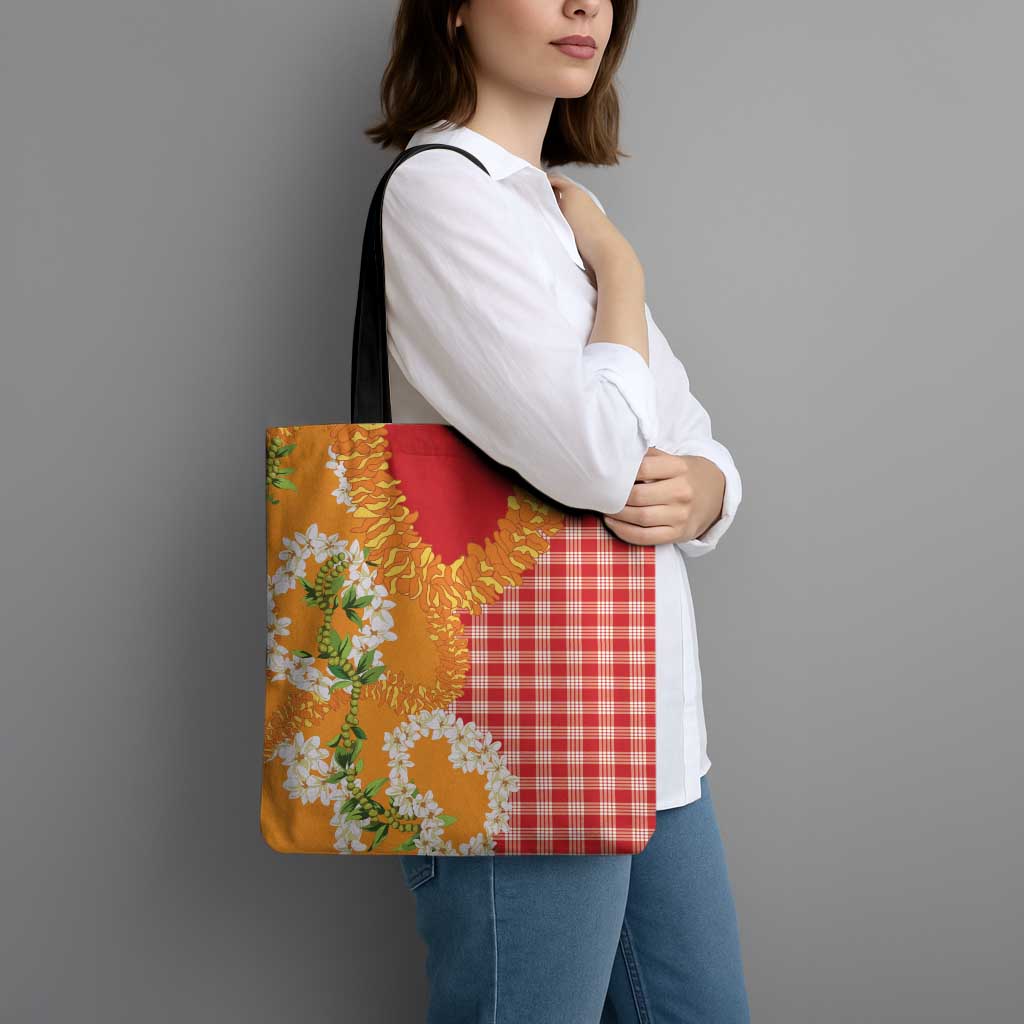 Prince Kuhio Aloha Hawaii Tote Bag Plumeria Ilima Lei Palaka Motifs LT14 - Polynesian Pride