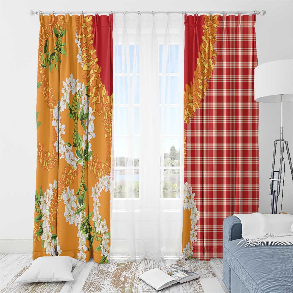 Prince Kuhio Aloha Hawaii Window Curtain Plumeria Ilima Lei Palaka Motifs