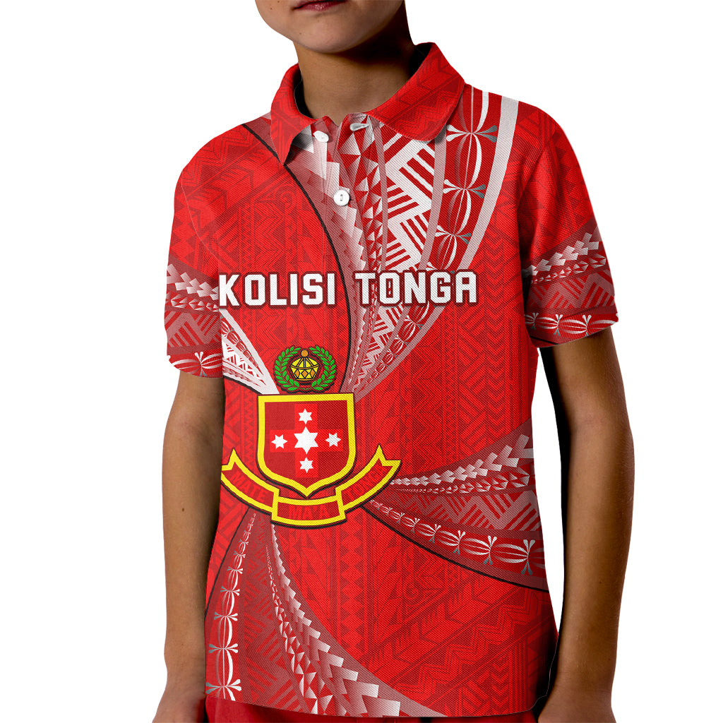 Personalised Tonga College Alete Kid Polo Shirt Kolisi Tonga Ngatu Pattern LT14 Kid Red - Polynesian Pride