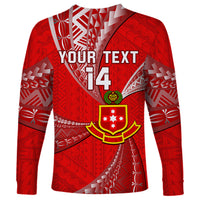 Personalised Tonga College Alete Long Sleeve Shirt Kolisi Tonga Ngatu Pattern LT14 - Polynesian Pride