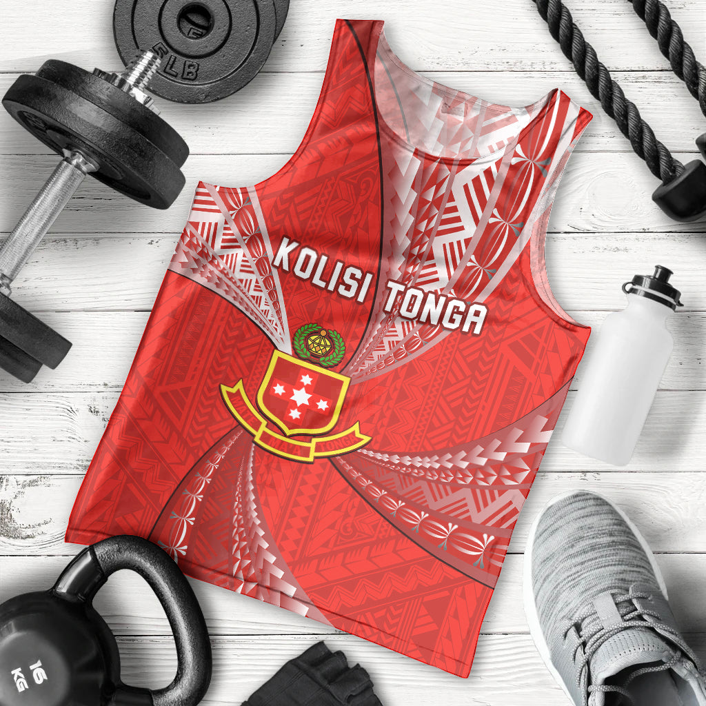 Personalised Tonga College Alete Men Tank Top Kolisi Tonga Ngatu Pattern LT14 Red - Polynesian Pride