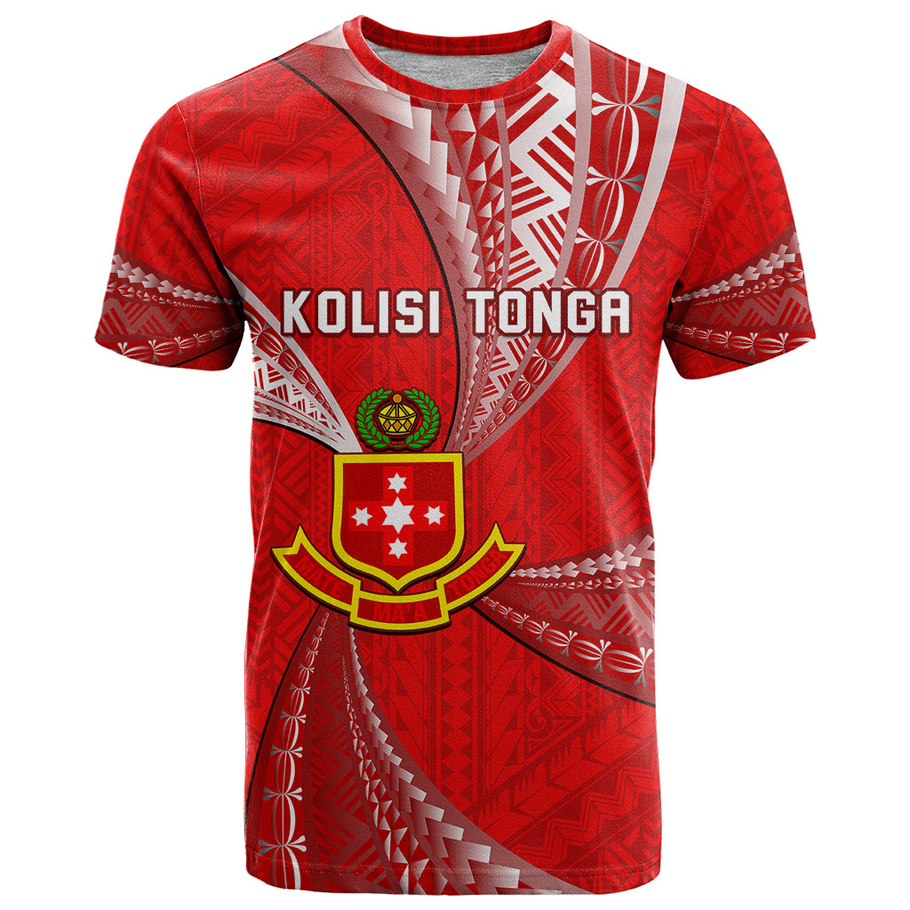 Custom Tonga College Alete T Shirt Kolisi Tonga Ngatu Pattern LT14 Red - Polynesian Pride