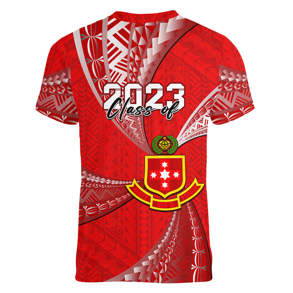 Personalised Tonga College Alete Women V Neck T Shirt Class Of Year Kolisi Tonga Ngatu Pattern LT14 - Polynesian Pride