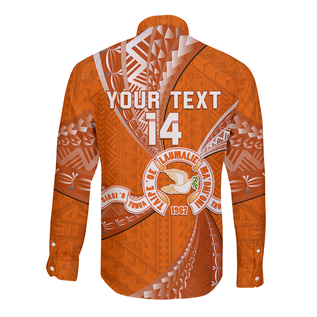 Personalised Tonga Tailulu College Long Sleeve Button Shirt Tongan Ngatu Pattern LT14 - Polynesian Pride
