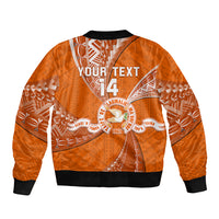 Personalised Tonga Tailulu College Sleeve Zip Bomber Jacket Tongan Ngatu Pattern LT14 - Polynesian Pride