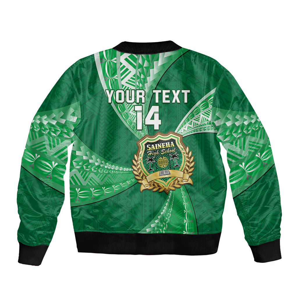 Personalised Tonga Saineha High School Bomber Jacket Tongan Ngatu Pattern LT14 - Polynesian Pride