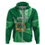 Custom Tonga Saineha High School Hoodie Tongan Ngatu Pattern LT14 Zip Hoodie Green - Polynesian Pride