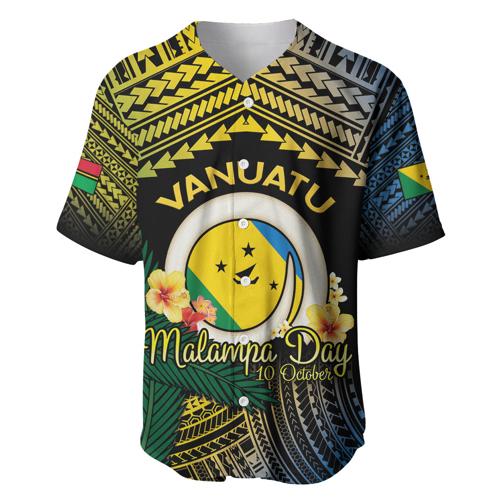 Personalised Malampa Day Baseball Jersey Vanuatu Provinces Polynesian Pattern LT14 Black - Polynesian Pride