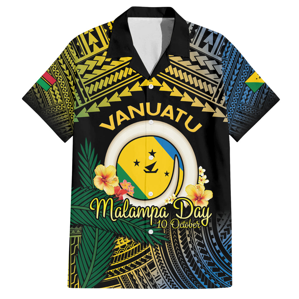 Personalised Malampa Day Family Matching Long Sleeve Bodycon Dress and Hawaiian Shirt Vanuatu Provinces Polynesian Pattern LT14 Dad's Shirt - Short Sleeve Black - Polynesian Pride