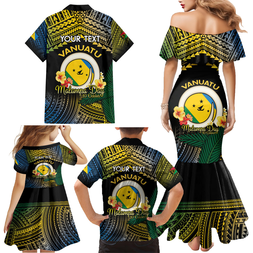 Personalised Malampa Day Family Matching Mermaid Dress and Hawaiian Shirt Vanuatu Provinces Polynesian Pattern LT14 - Polynesian Pride