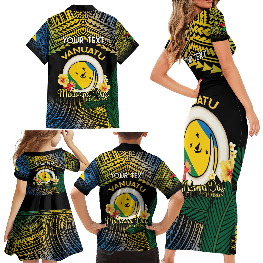 Personalised Malampa Day Family Matching Short Sleeve Bodycon Dress and Hawaiian Shirt Vanuatu Provinces Polynesian Pattern LT14 - Polynesian Pride