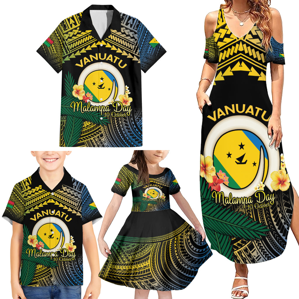 Personalised Malampa Day Family Matching Summer Maxi Dress and Hawaiian Shirt Vanuatu Provinces Polynesian Pattern LT14 - Polynesian Pride