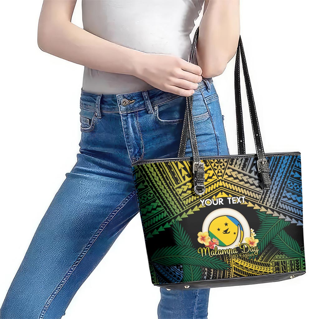 Personalised Malampa Day Leather Tote Bag Vanuatu Provinces Polynesian Pattern LT14 - Polynesian Pride