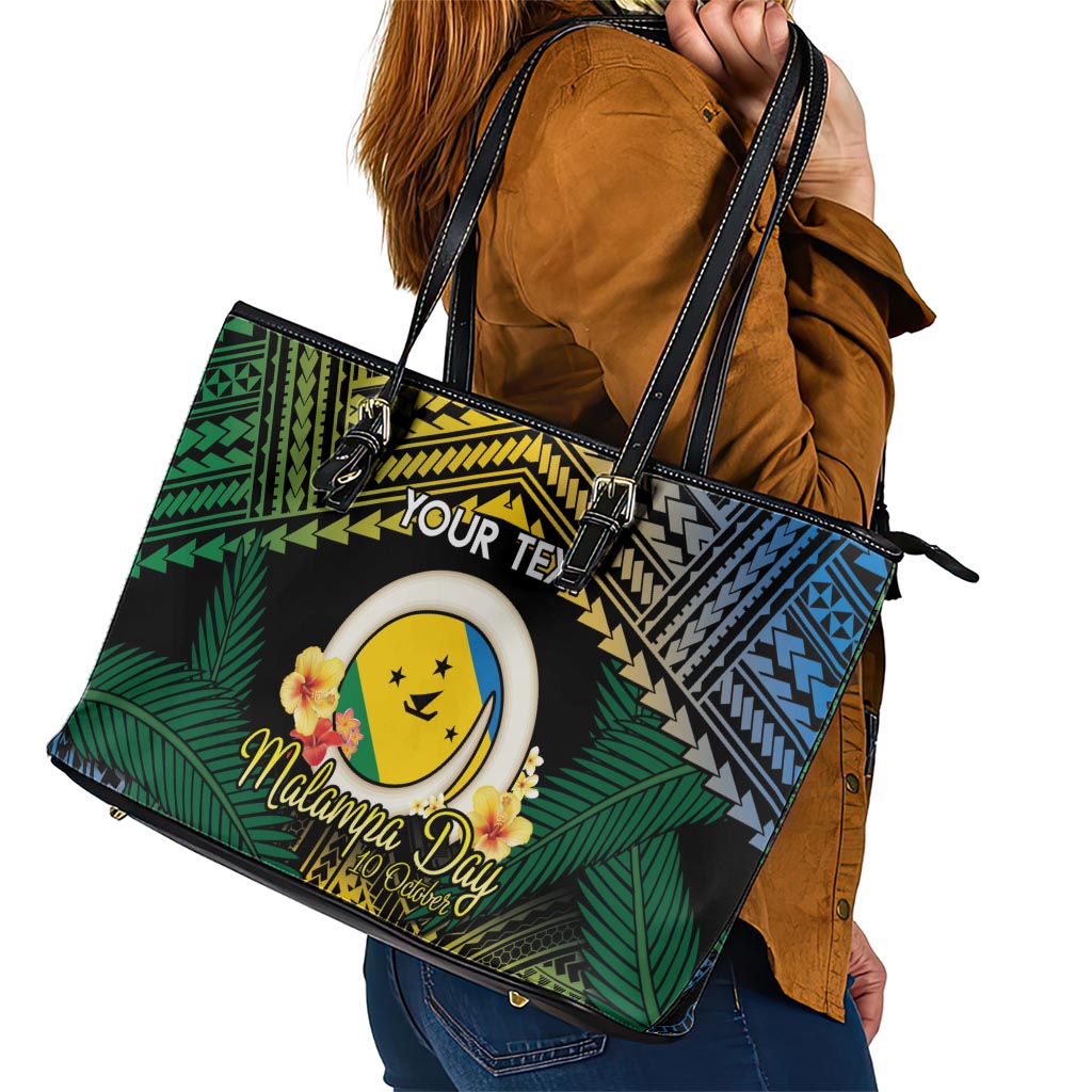 Personalised Malampa Day Leather Tote Bag Vanuatu Provinces Polynesian Pattern LT14 - Polynesian Pride
