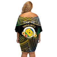 Personalised Malampa Day Off Shoulder Short Dress Vanuatu Provinces Polynesian Pattern
