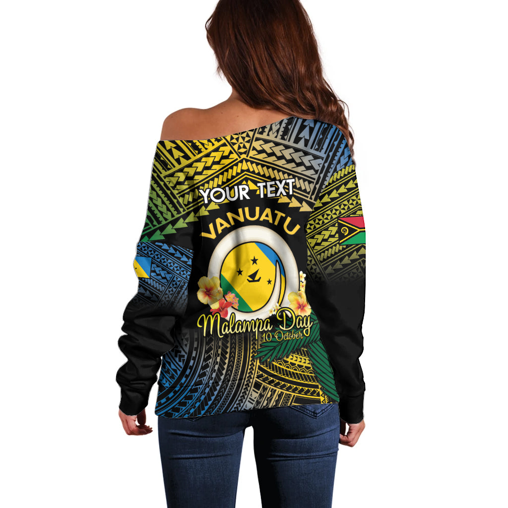 Personalised Malampa Day Off Shoulder Sweater Vanuatu Provinces Polynesian Pattern