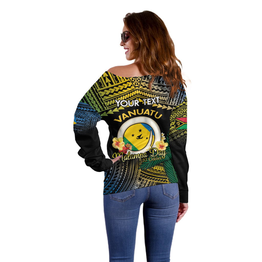 Personalised Malampa Day Off Shoulder Sweater Vanuatu Provinces Polynesian Pattern