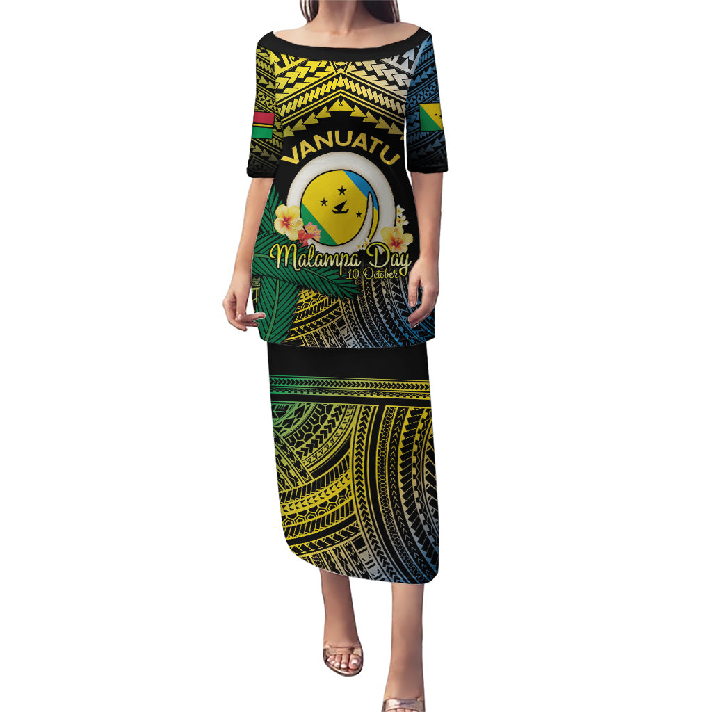 Personalised Malampa Day Puletasi Vanuatu Provinces Polynesian Pattern