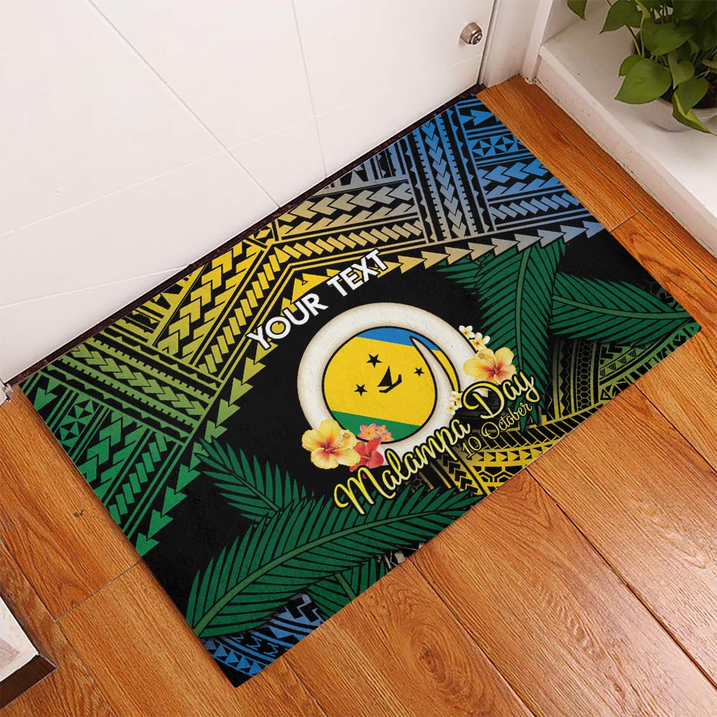 Personalised Malampa Day Rubber Doormat Vanuatu Provinces Polynesian Pattern LT14 Black - Polynesian Pride