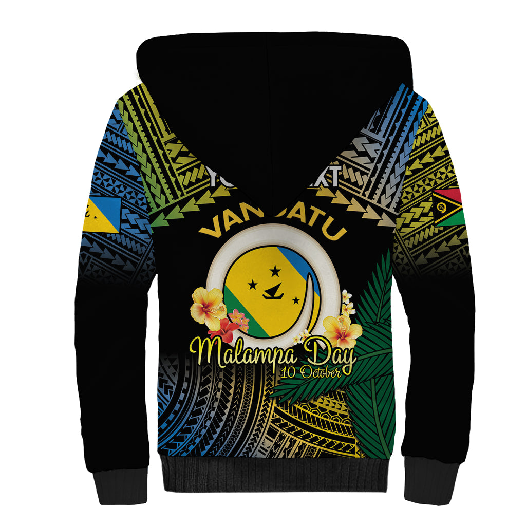 Personalised Malampa Day Sherpa Hoodie Vanuatu Provinces Polynesian Pattern