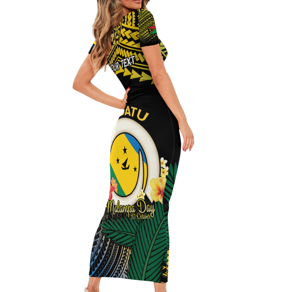 Personalised Malampa Day Short Sleeve Bodycon Dress Vanuatu Provinces Polynesian Pattern