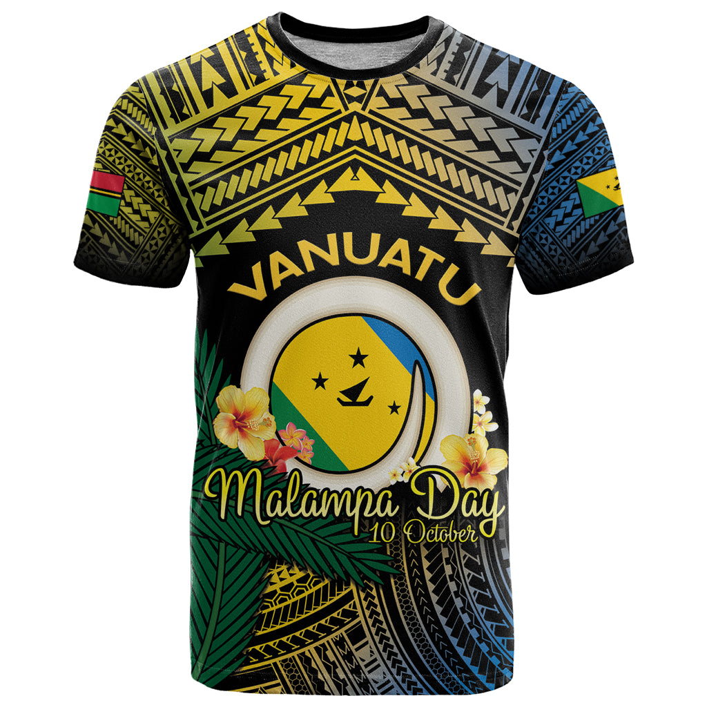 Personalised Malampa Day T Shirt Vanuatu Provinces Polynesian Pattern LT14 Black - Polynesian Pride