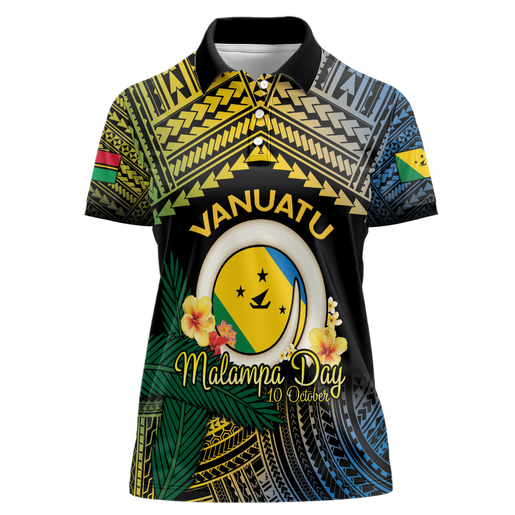 Personalised Malampa Day Women Polo Shirt Vanuatu Provinces Polynesian Pattern