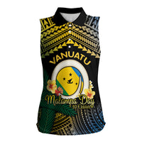 Personalised Malampa Day Women Sleeveless Polo Shirt Vanuatu Provinces Polynesian Pattern LT14 Female Black - Polynesian Pride
