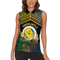 Personalised Malampa Day Women Sleeveless Polo Shirt Vanuatu Provinces Polynesian Pattern LT14 - Polynesian Pride
