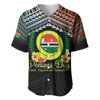 Personalised Penama Day Baseball Jersey Vanuatu Provinces Polynesian Pattern LT14 Black - Polynesian Pride