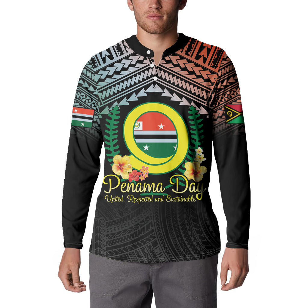 Personalised Penama Day Button Sweatshirt Vanuatu Provinces Polynesian Pattern LT14 - Polynesian Pride