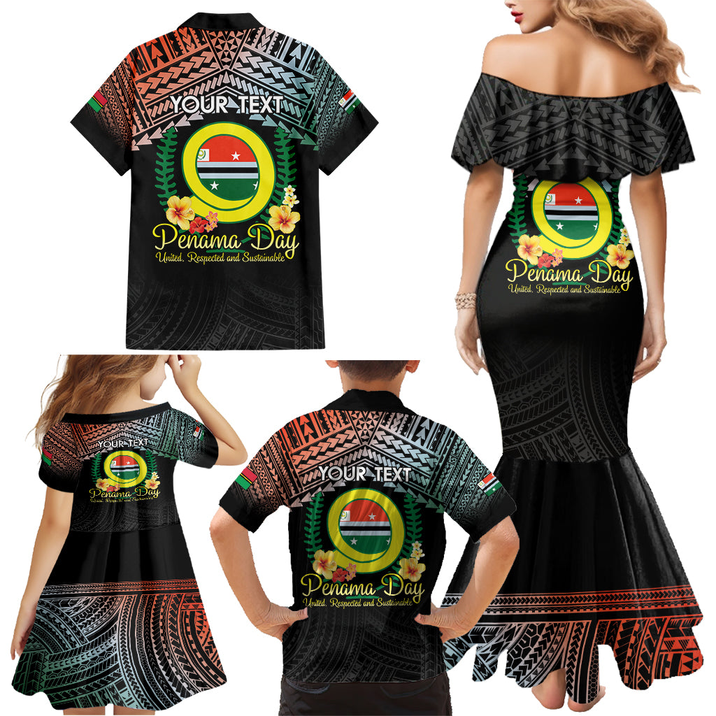 Personalised Penama Day Family Matching Mermaid Dress and Hawaiian Shirt Vanuatu Provinces Polynesian Pattern LT14 - Polynesian Pride