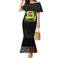 Personalised Penama Day Family Matching Mermaid Dress and Hawaiian Shirt Vanuatu Provinces Polynesian Pattern LT14 Mom's Dress Black - Polynesian Pride